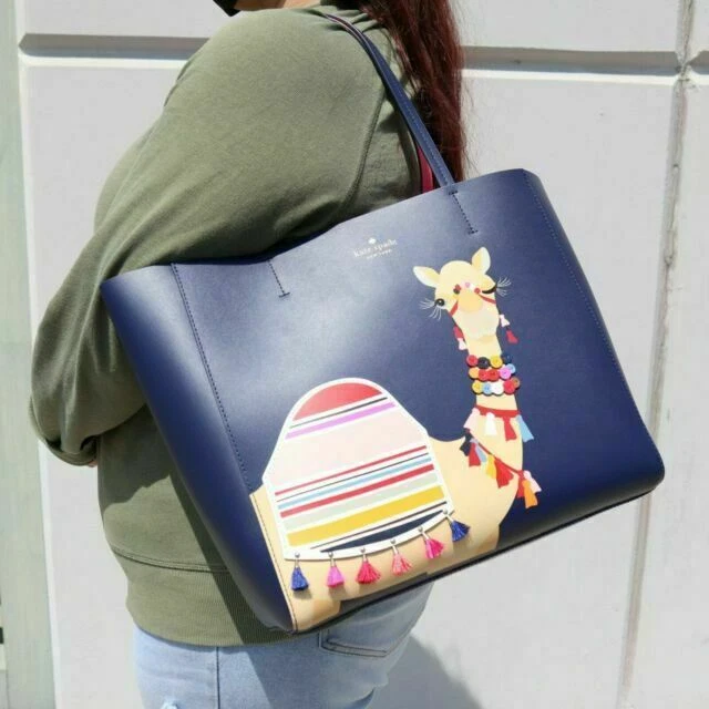 Kate Spade Camel Luvvie Spice Things Up Len Tote Navy Pink Blue Bag RETIRED BAG