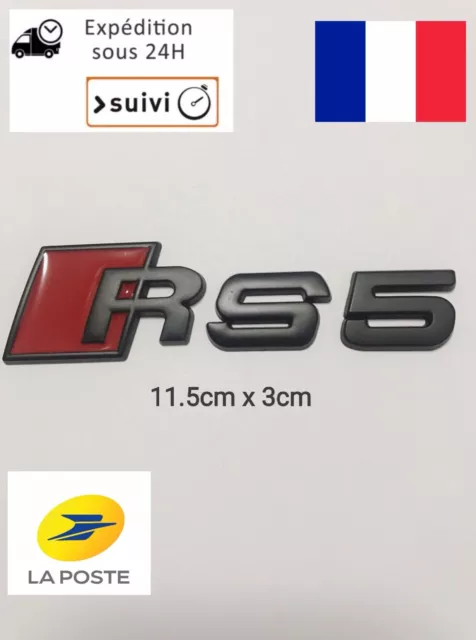 Logo RS5 Noir MAt badge emblème Audi5 autocollant Hayon Arrière Logo Métal