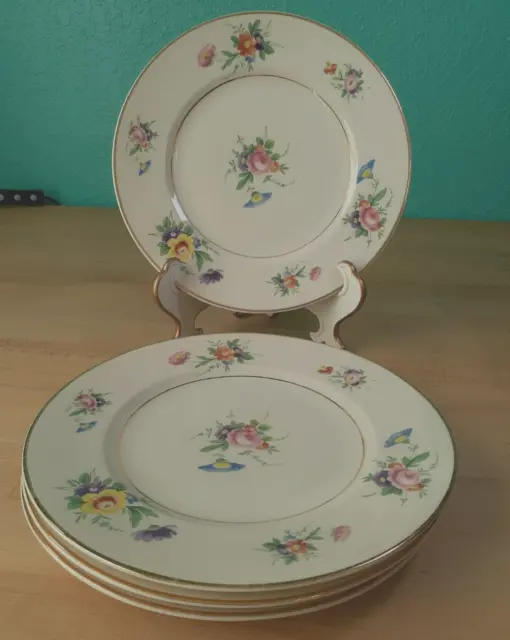 4 Vtg OPCO Syracuse China Old Ivory Selma Luncheon Salad Plates - Made in USA