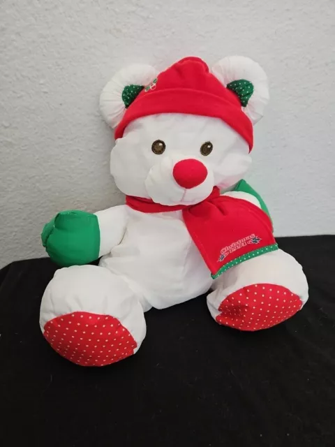 Fisher Price 1991 Puffalump Christmas Bear White 8141 Bear Plush 12" Stuffed Toy