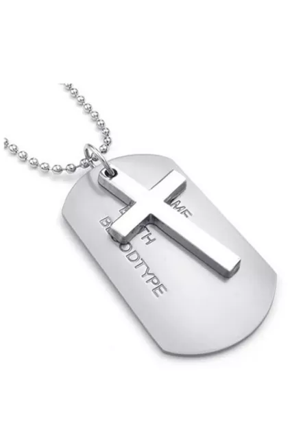 Schmuck Herren Halskette, Armee Stil Kreuz Erkennungsmarken Dog Tag Legieru7670