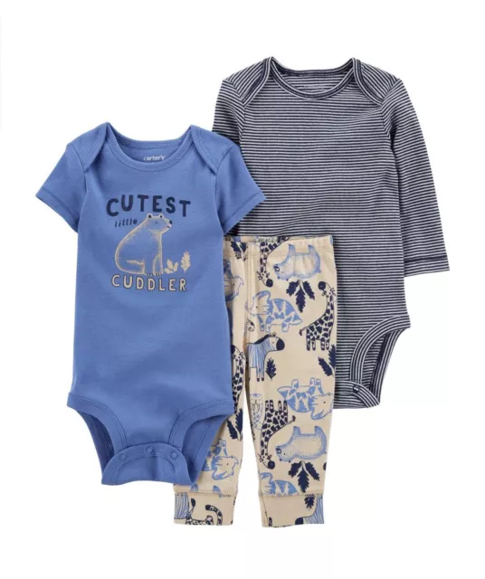 Newborn Infant Baby Boy Clothes Pants Bodysuit Set 3 PC Gift Set