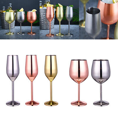 Set da 2 Bicchieri ​Vino Acciaio Inox 350 ml Calici da Vino Infrangibili per Champagne e Cocktail e Bicchieri Vino Rosso,Adatti per Feste ed Eventi All'aperto D'argento 