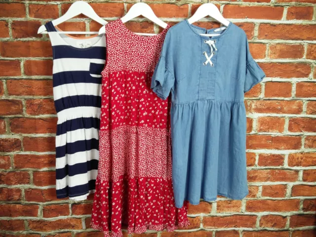 Pacchetto Ragazze Età 8-9 Anni Next M&S Abiti Estivi Floreali Denim Nautico 134Cm