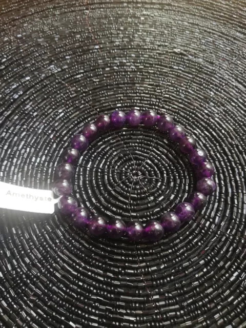 Bracelet perles naturelles Amethyste 8mm (Véritable) lithothérapie bijoux