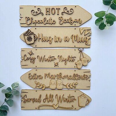 MDF Hanging Direction Sign Craft Kit Room Sign Hot Chocolate Theme Room Sign