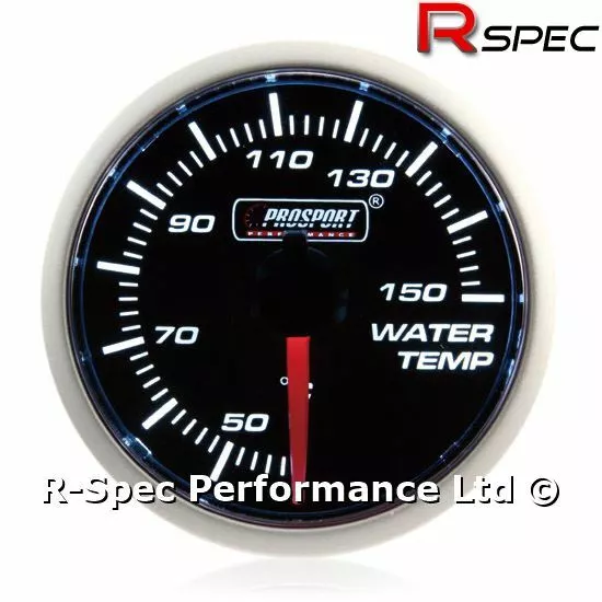 Prosport 52mm Smoked Super White Stepper Motor Water Temp Temperature Gauge °C