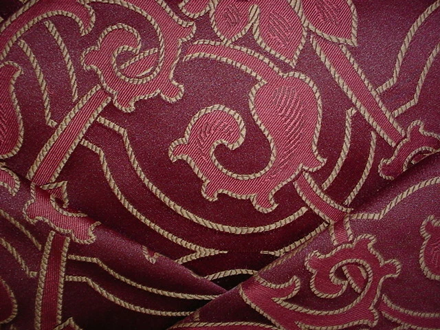 5-1/2Y Kravet Lee Jofa Burgndy Sandstone Floral Damask Upholstery Fabric