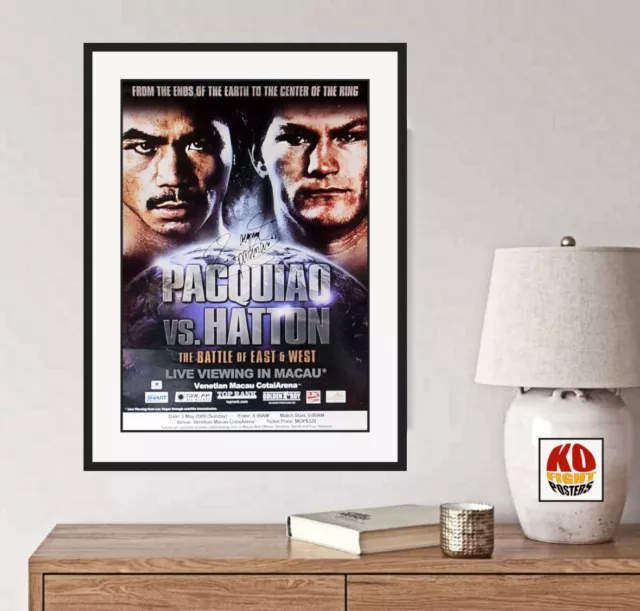 MANNY PACQUIAO vs. RICKY HATTON : PACQUIAO SIGNED CCTV Boxing Fight Poster 10D