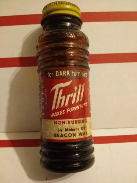 Vintage Beacon Wax THRILL Furniture Polish NOT FOR SALE Sample Bottle w/ Product