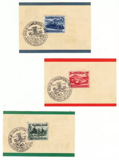 3 Briefmarken Deutsches Reich gestempelt 6+4, 12+8 u. 25+10 IAA Berlin 1939