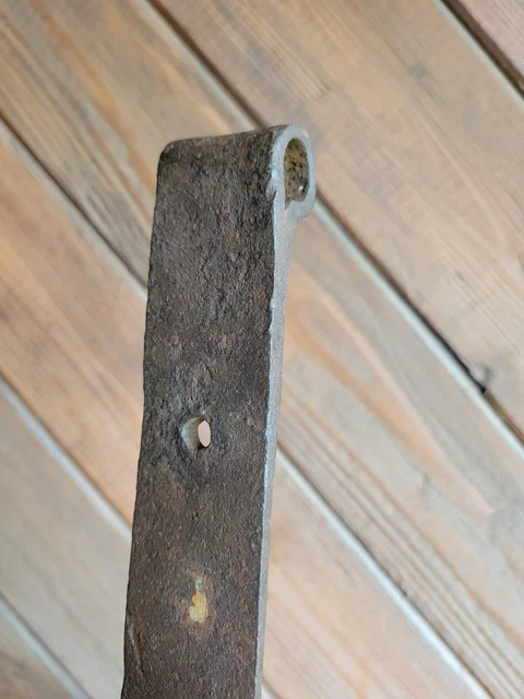 19c Antique Hand Wrought Forged Iron Barn Door Strap Hinges 23 1/4" 9