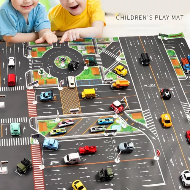 Tappetino da gioco parcheggio bambini facile da pulire mappa impermeabile non tessuto 130*100 cm