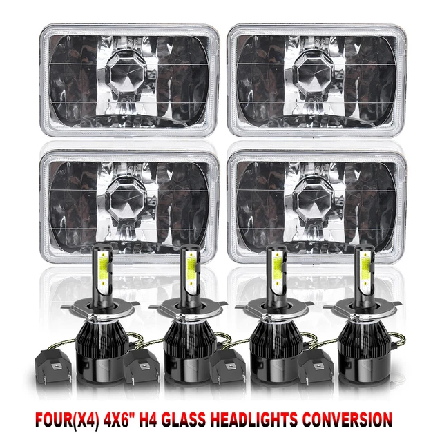 4pcs 4X6" LED Headlights hi-lo beam H4656 H4651 For Western Star 4900 Semi