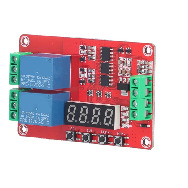 12V 2-CHANNEL TIME Delay Relay Multifunction Self Lock Cycle Timing ...