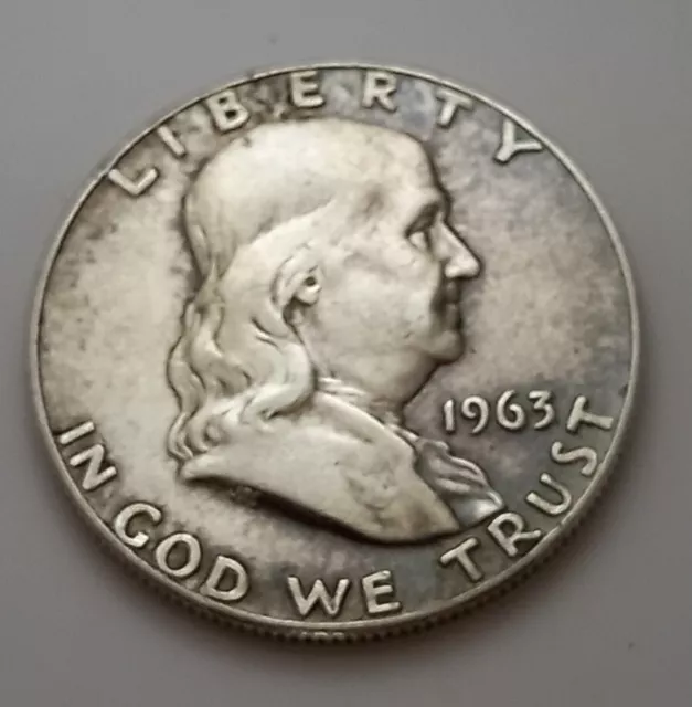 1963 USA Silver Half Dollar Franklin Half Coin America Silver United States