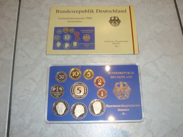 1996 D München Kursmünzen Kursmünzensatz Münze 12,68 DM Polierte Platte PP