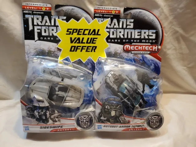 New Transformers Dark Of The Moon Mechtech  Sideswipe & Autobot Armor Topspin