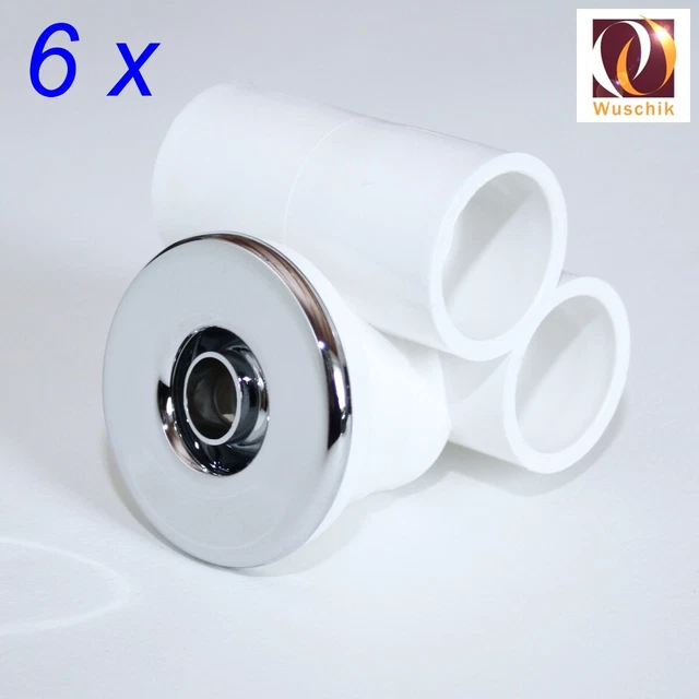 6 x Whirlpooldüse, Set Bausatz, 32 mm Verrohrung, Chrom