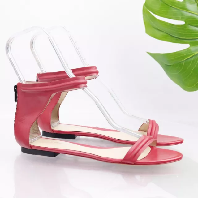 3.1 Phillip Lim Women's Martini Sandal Size 40 10 Flat Ankle Strap Red Raspberry