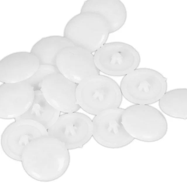 50 x WHITE SCREW COVER CAPS Pozi Head Coloured Plastic Push On Fit Furniture