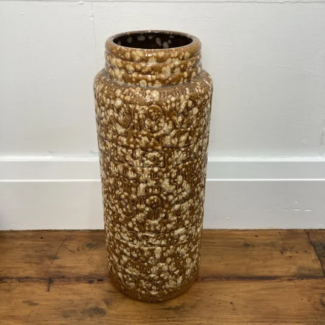 Vintage West Germany Lava Popcorn Ceramic Floor Vase Stick Stand Large H41cm