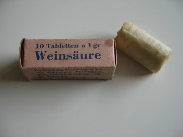 Alte Schachtel Weinsäure-Tabletten Fruchtwein Fruchtsaft Paul Arauner Kitzingen