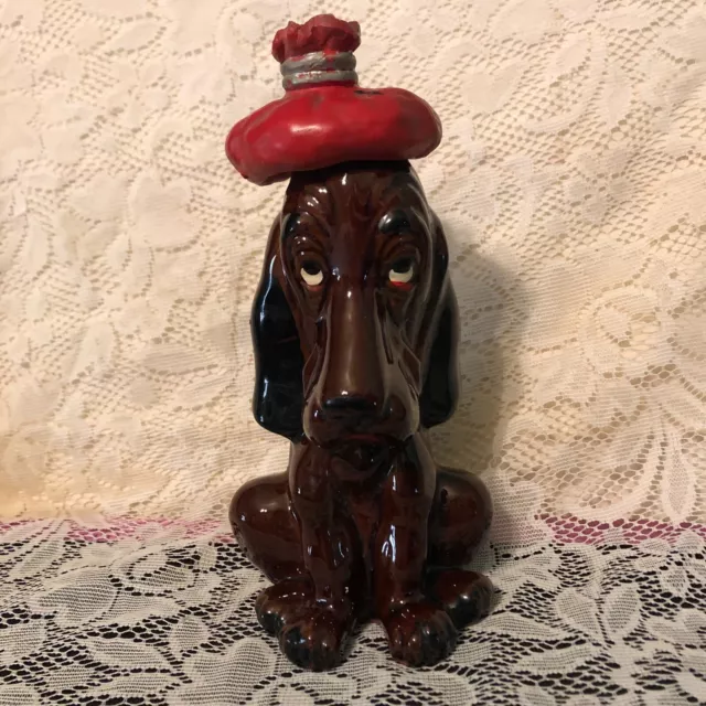 Decanter Enesco brown dog basset hound with Ice pack       x