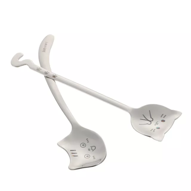 2 Pcs Cuillères De Cuisine À Nourriture En Acier Inoxydable Mignonne