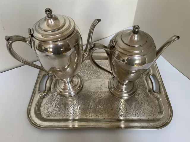 Antique 19th Century 1894 Forbes Silver Co. Silver plate Tea, Coffee & Tray Set