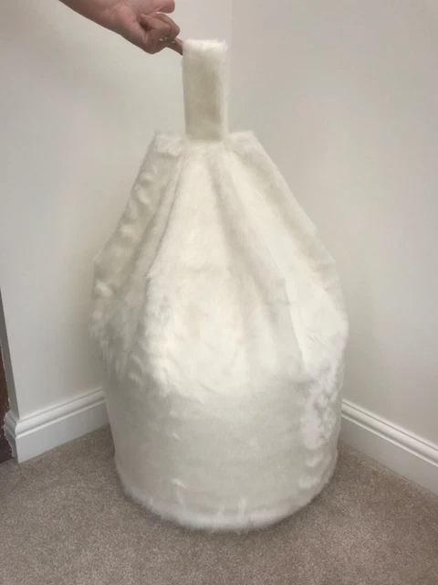 Borsa di fagioli riempita in pelliccia sintetica Ecru 3 piedi cubi junior bambini made in UK