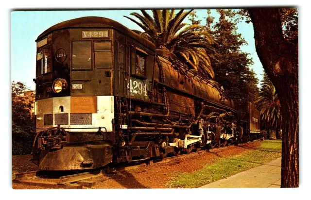 Postcard CA Train Southern Pacific Last Steam Locomotive Sacramento