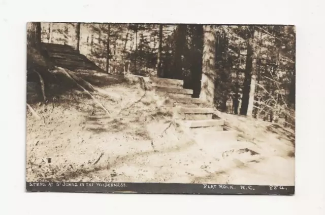 Old Flat Rock Nc Real Photo Postcard Rppc View Of The Steps In Woos To St. Johns