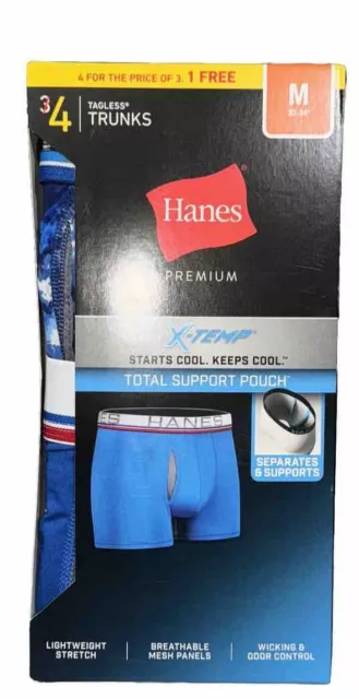 Hanes Premium Men's Xtemp Total Support Pouch Anti Chafing 4pk Boxer Briefs M