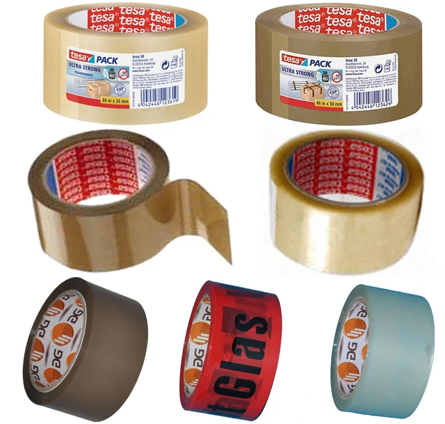Tesa Klebeband Packband Paketband  Klebebänder Vorsicht Glas rot Warnklebeband