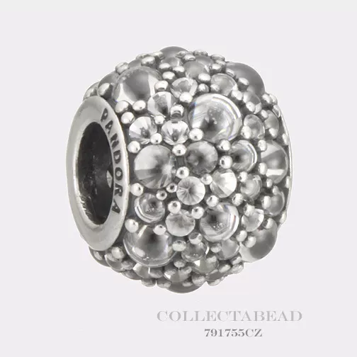 Authentic Pandora Sterling Silver Shimmering Droplets Clear CZ Bead 791755CZ