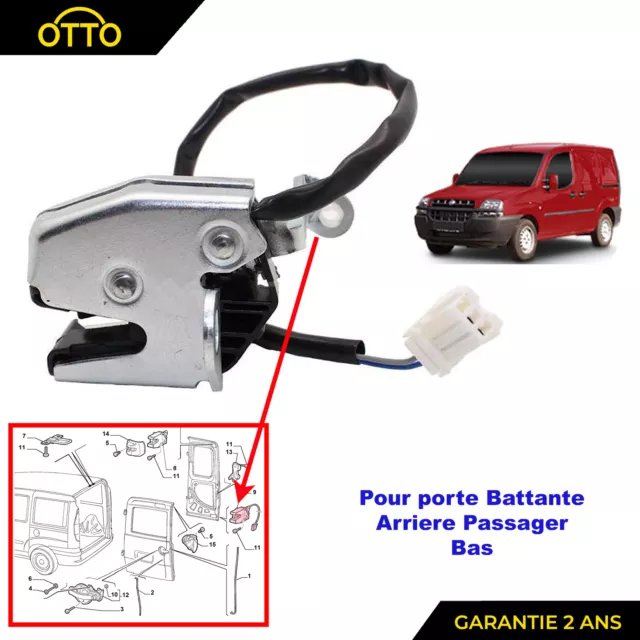 Serrure de Porte Serrure Porte Arrière Droite arrière pour Fiat Doblo I