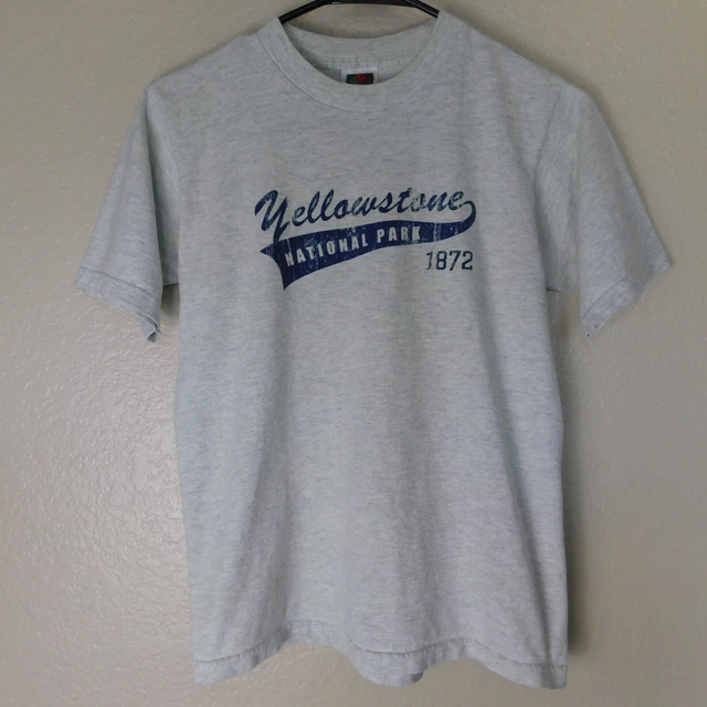 Yellowstone National Park Shirt Youth L 14/16 Gray Short Sleeve Graphic Logo