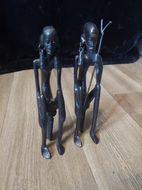 Pair of Antique Statues Bronze African Tribal Art