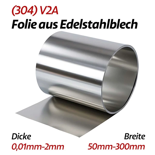 5 Meter Edelstahlblech 0.4 x 100mm 1.4301 V2A 304 Band Edelstahl Streifen 5 Meter Edelstahlblech 0.4 x 100mm 1.4301 V2A 304 Band Edelstahl Streifen