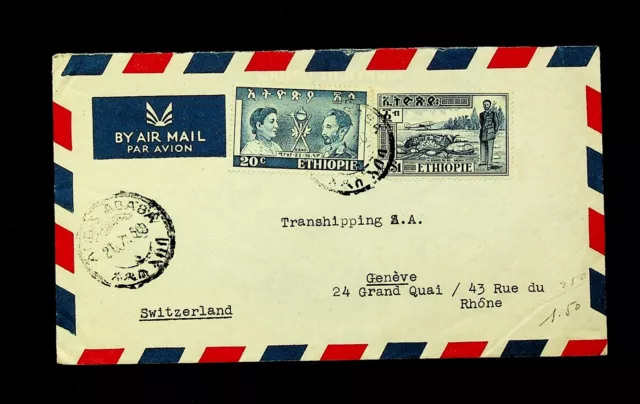 SEPHIL ETHIOPIA 2v ON AIRMAIL COVER FROM ADDIS ABABA TO GENEVA SWITZERLAND