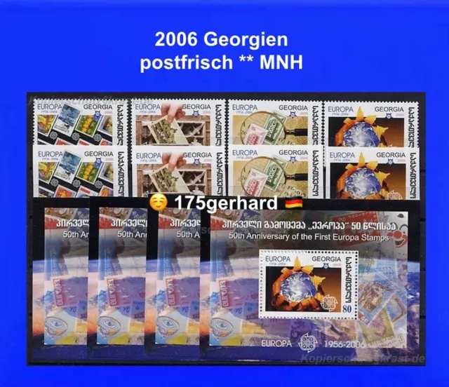 🇩🇪🇬🇧🇮🇹🇪🇸 2006 Georgien 50 J. CEPT Mi-Nr. 507-510 + Bl. 35-38 A+B ** MNH