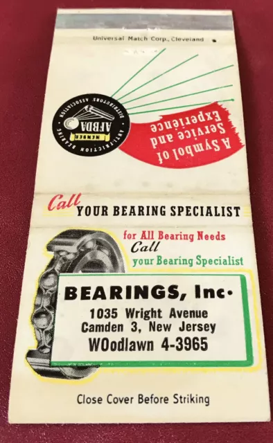 Matchbook Cover Bearings Inc. Camden  New Jersey