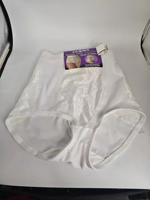 CUPID EXTRA Firm Control Hi-Waist Brief White Brocade Pattern NWT Large ...