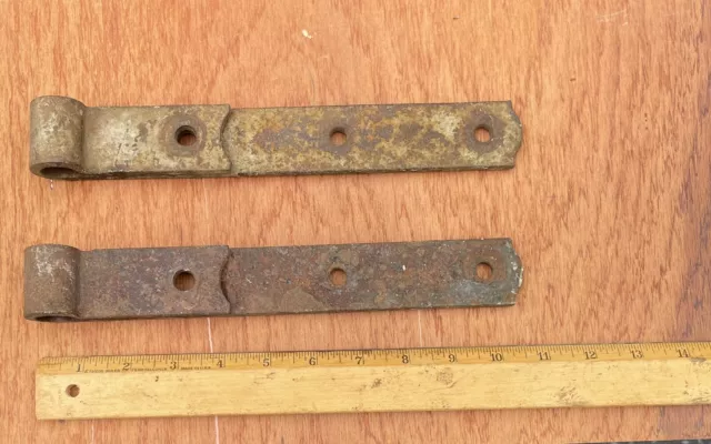 Pair Antique Rustic Barn Door Strap Hinges 10.5”