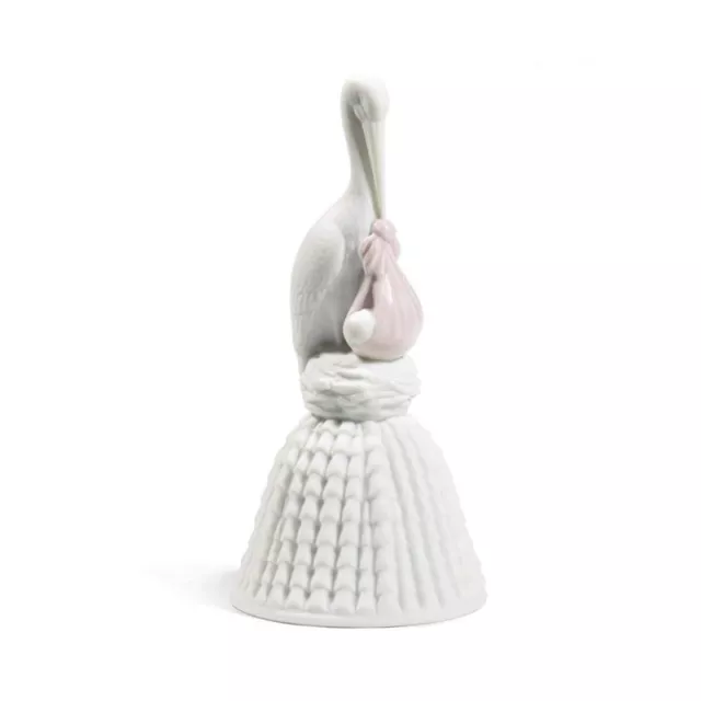 NAO Statue Figur Bell Storch Pink Porzellan 14x6cm