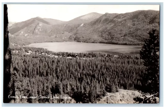 c1940's View Of Grand Lake From Grand Lake Lodge CO Sanborn RPPC Photo Postcard