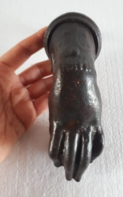 Large & Genuine Early 20th Century Rustic Cast Iron Ball in Hand Door Knocker