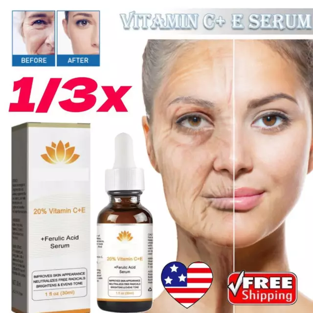 20% Vitamin C + E Serum Brighten Firm Skin Anti Aging Reduce Wrinkle Hydrating