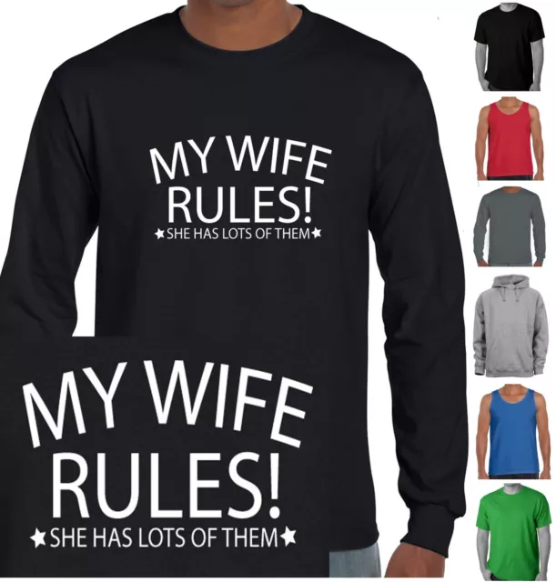 My Wife Rules  Funny Men's T-Shirts Singlets Long Sleeve Aussie store & Printed